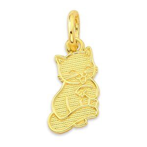 Solid 10k Gold Cat Charm - Animal Jewelry Gifts for Her